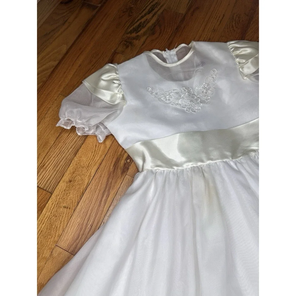 Vintage‎ White Flounce Poof Kids Dress - Size 8 - By Sugar Plum